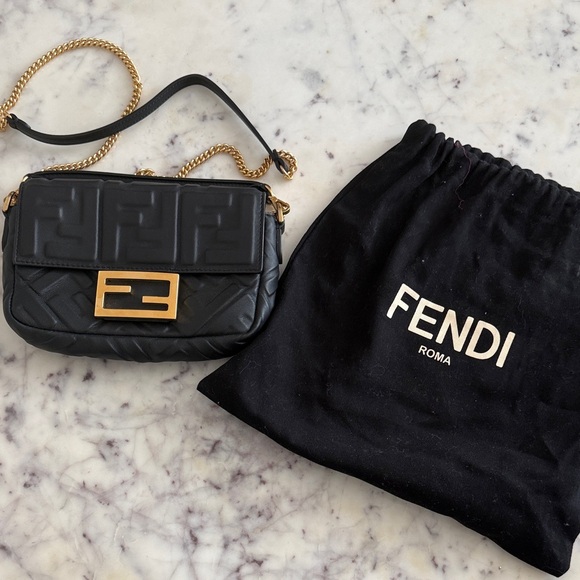 Fendi Handbags - Fendi Black and Gold Crossbody Bag